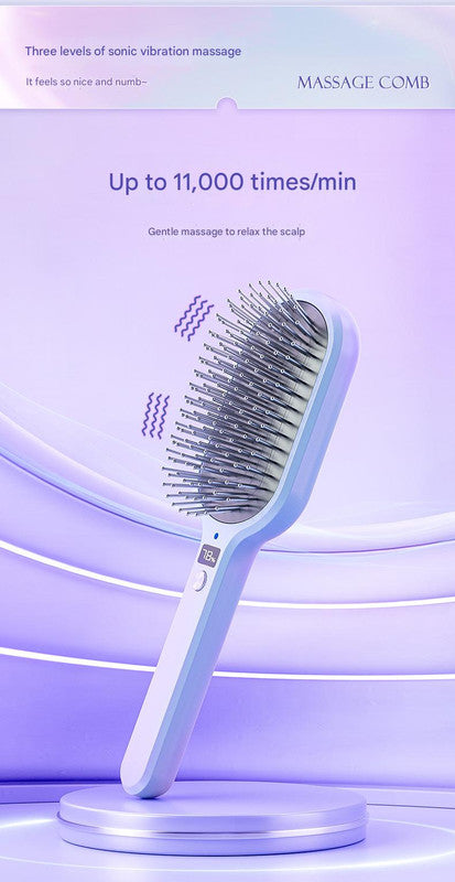 Electric Ionic Vibrating Massage Hairbrush - 3-Mode Sonic Scalp Massager & Detangler with LCD Display(Purple) 4