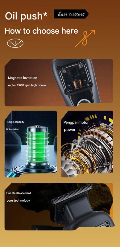 Professional Cordless Hair Clipper with Magnetic Motor - 9900 RPM, 180 Min Runtime, LCD Display & Dual Charging(black) 4