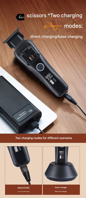 Professional Cordless Hair Clipper with Magnetic Motor - 9900 RPM, 180 Min Runtime, LCD Display & Dual Charging(black) 5