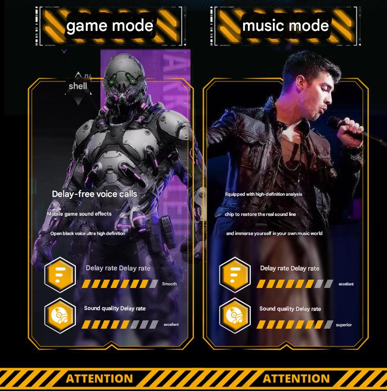 Mecha Style TWS Gaming Earbuds - Bluetooth 5.3, Low Latency, Ear-Hook Design, LED Display Case, Noise Cancelling(black) 4