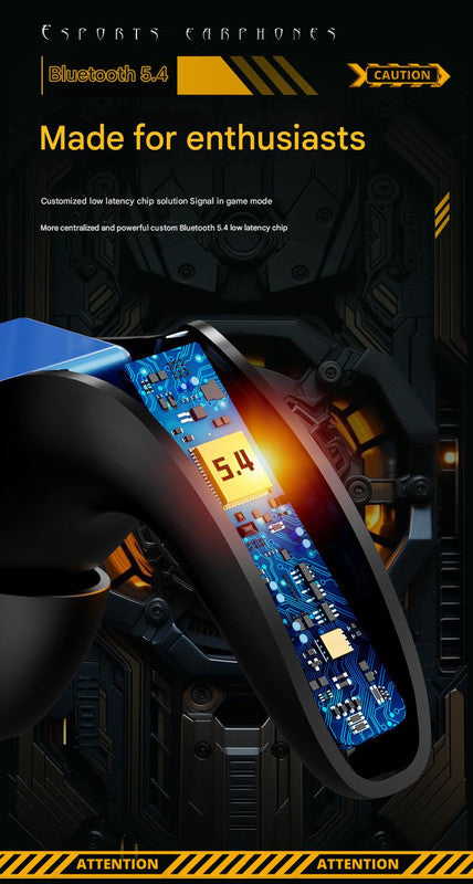 Mecha Style TWS Gaming Earbuds - Bluetooth 5.3, Low Latency, Ear-Hook Design, LED Display Case, Noise Cancelling(black) 5