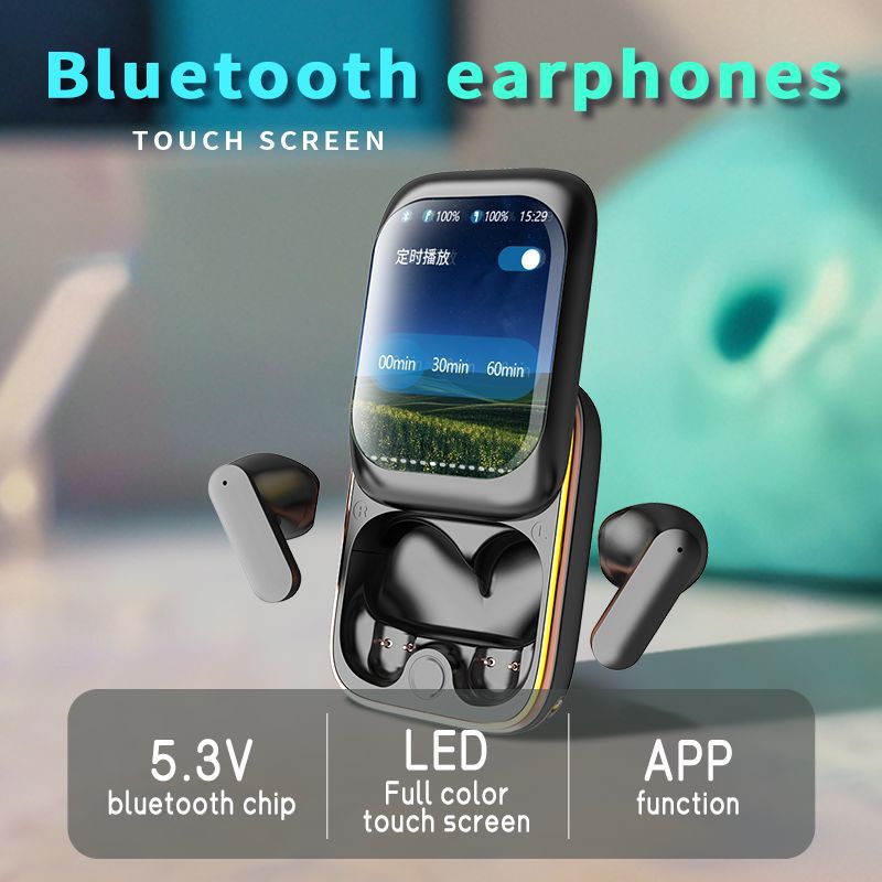 TWS Wireless Earbuds with LED Touch Screen Charging Case - Bluetooth 5.3, HIFI Sound, Standalone Music Playback & Game Mode(Beige) 4
