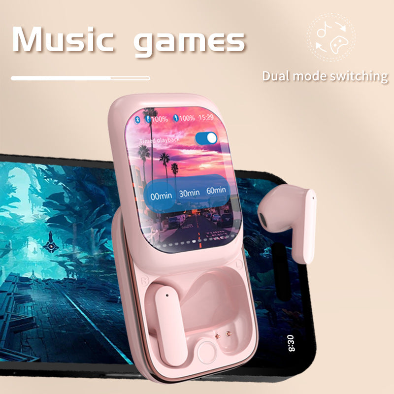 TWS Wireless Earbuds with LED Touch Screen Charging Case - Bluetooth 5.3, HIFI Sound, Standalone Music Playback & Game Mode(Beige) 5