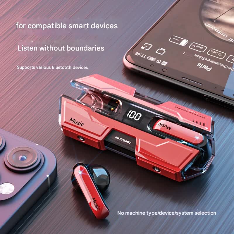 Futuristic TWS Gaming Earbuds - Bluetooth 5.3, Low Latency, HIFI Surround Sound, LED Display(green) 3