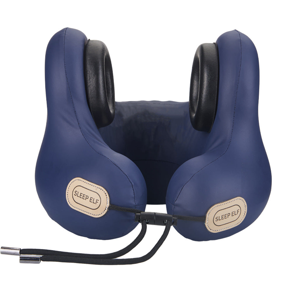 Smart Neck Pillow with Dual Noise Reduction, HIFI Bluetooth Music & Graphene Heating - Sleep Elf" Travel Pillow(Navy blue)"