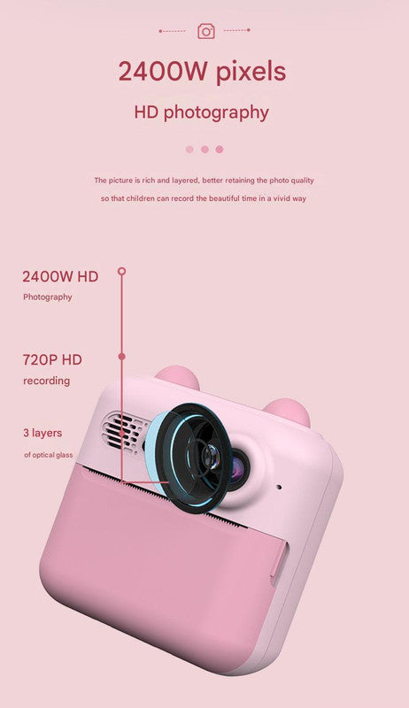 Kids Instant Print Digital Camera with 180° Flip Lens - 24MP Photos, 720P Video & Doodle Fun(blue) 5
