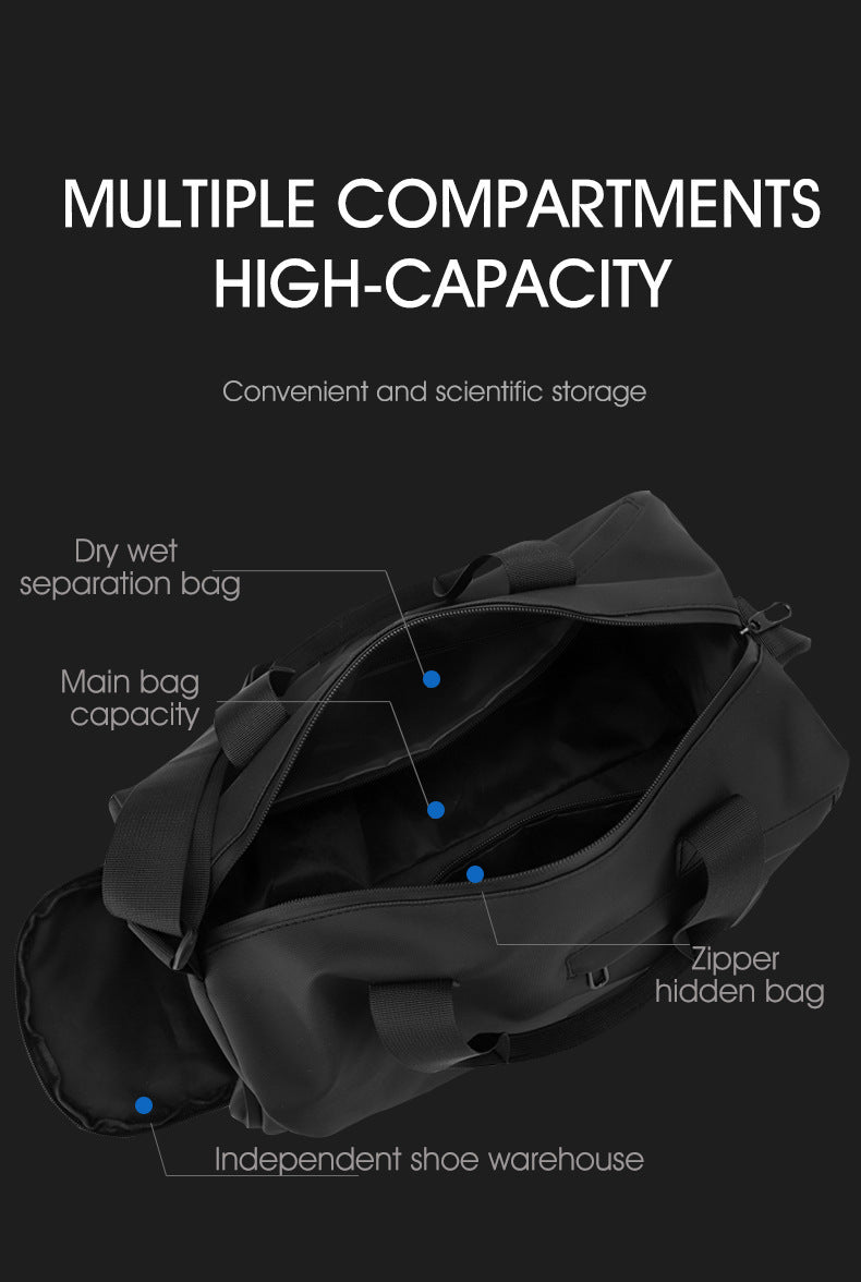 Large Capacity Travel Duffel Bag with Shoe Compartment & Wet Pocket - Multi-Purpose Gym & Weekend Bag(Grey) 4