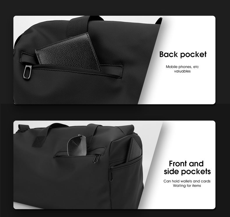Large Capacity Travel Duffel Bag with Shoe Compartment & Wet Pocket - Multi-Purpose Gym & Weekend Bag(Black) 5