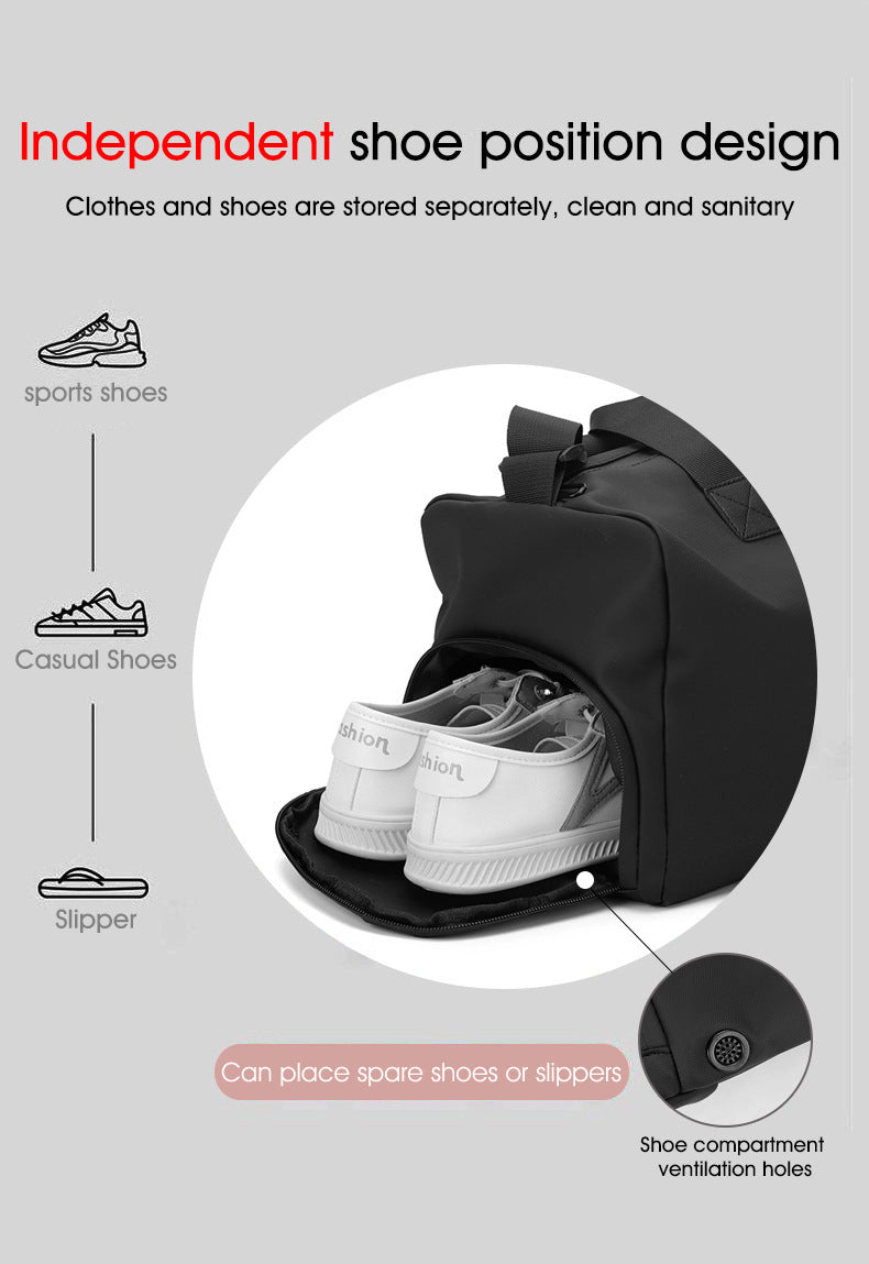 Large Capacity Travel Duffel Bag with Shoe Compartment & Wet Pocket - Multi-Purpose Gym & Weekend Bag(Black) 7