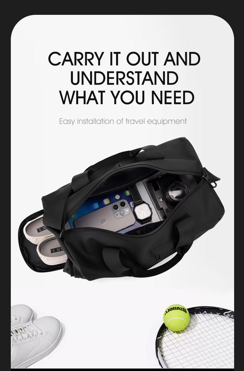 Large Capacity Travel Duffel Bag with Shoe Compartment & Wet Pocket - Multi-Purpose Gym & Weekend Bag(Black) 8