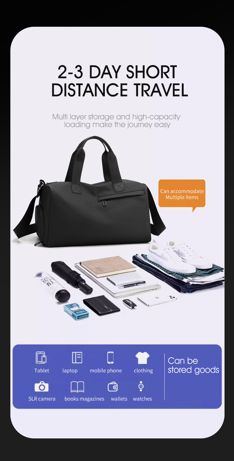 Large Capacity Travel Duffel Bag with Shoe Compartment & Wet Pocket - Multi-Purpose Gym & Weekend Bag(Black) 9