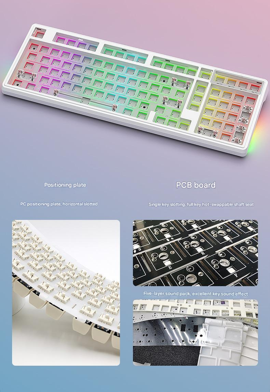 Tri-Mode RGB Mechanical Gaming Keyboard - 102-Key, Hot-Swappable, 4000mAh Battery, 5-Layer Sound Dampening(Midnight on black) 4