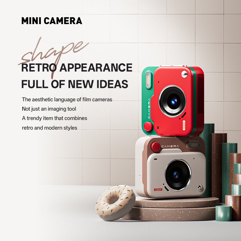 Mini Retro Keychain Camera - 48MP Photos, 1080P HD Video with Built-in Filters & Flash(Khaki Brown) 3