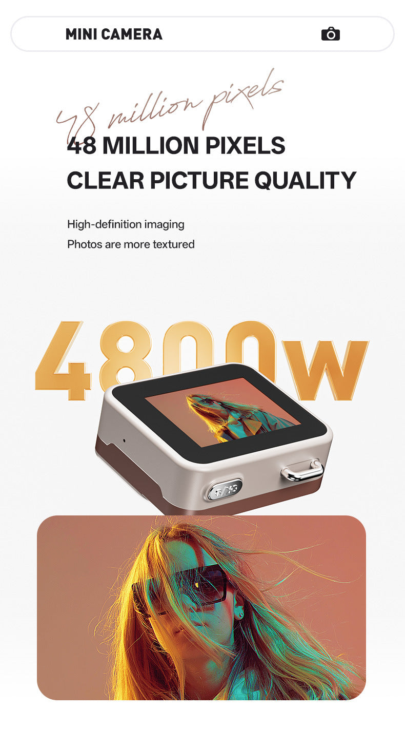 Mini Retro Keychain Camera - 48MP Photos, 1080P HD Video with Built-in Filters & Flash(Khaki Brown) 6