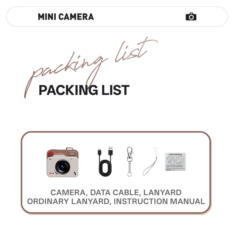Mini Retro Keychain Camera - 48MP Photos, 1080P HD Video with Built-in Filters & Flash(Khaki Brown) 8
