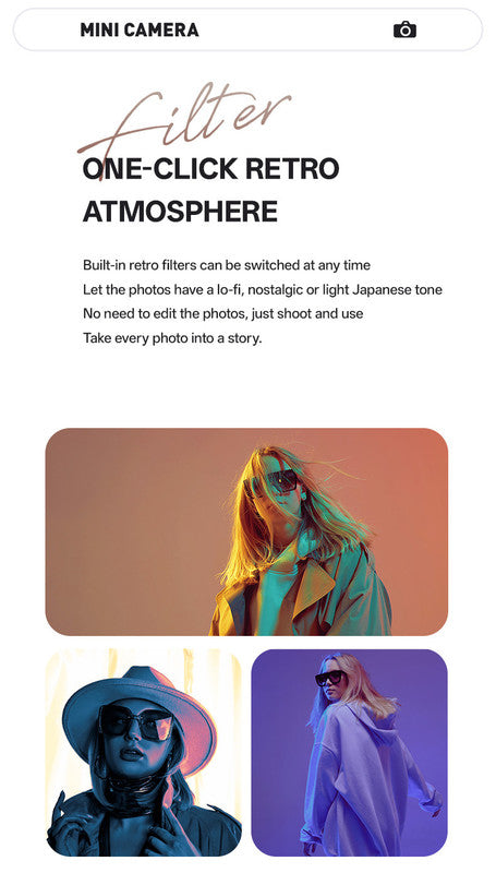 Mini Retro Keychain Camera - 48MP Photos, 1080P HD Video with Built-in Filters & Flash(black and white) 5