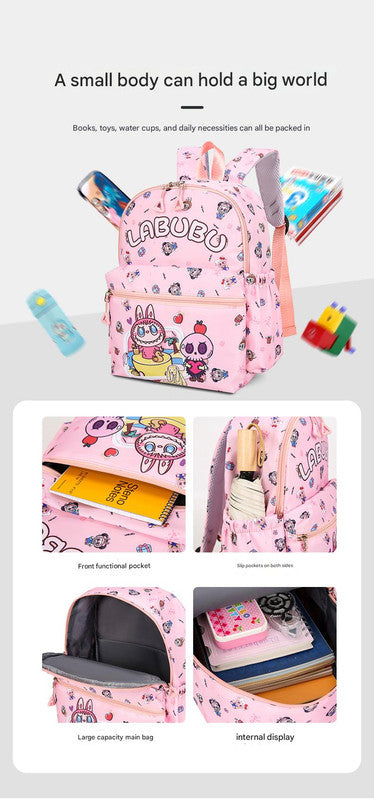 Kids Cartoon Character 3-Piece Backpack Set - Lightweight School Bag with Lunch Bag & Pencil Case(Purple) 4