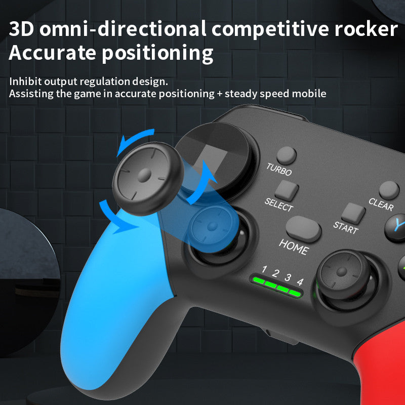 Multi-Platform Wireless Gaming Controller with Dual Motor Vibration, Turbo & Phone Holder(Black, red and blue with receiver) 3