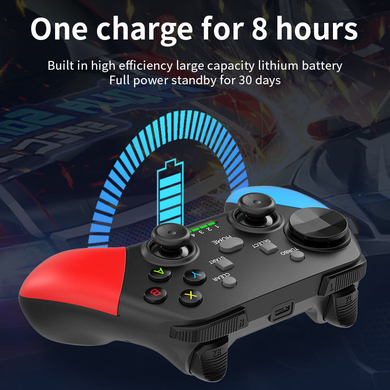 Multi-Platform Wireless Gaming Controller with Dual Motor Vibration, Turbo & Phone Holder(Black, red and blue with receiver) 6