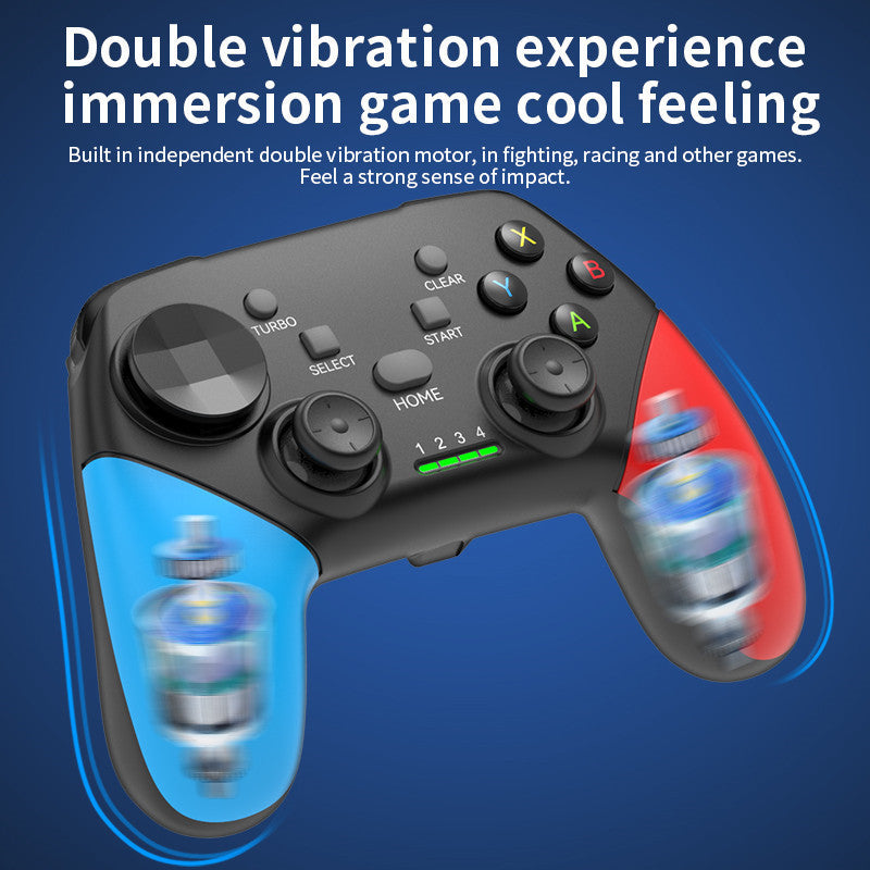 Multi-Platform Wireless Gaming Controller with Dual Motor Vibration, Turbo & Phone Holder(White, red and blue with receiver) 4