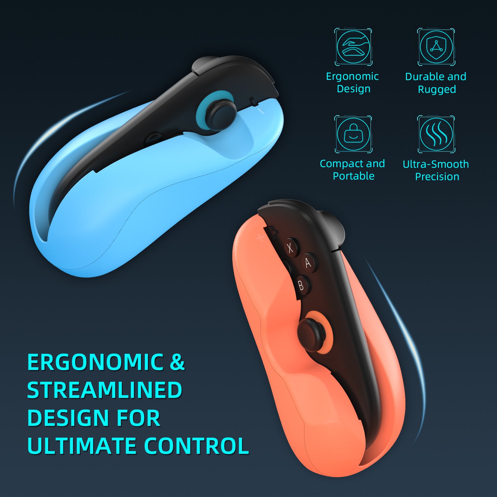 Ergonomic Mouse Grip for Nintendo Switch Joy-Con - 2-Pack Controller Holder (black) 3