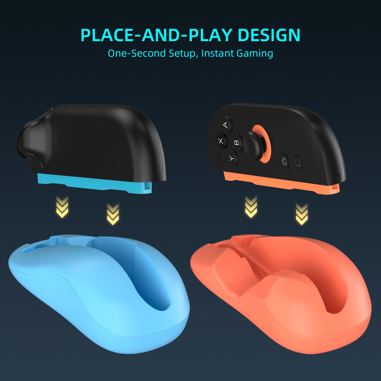 Ergonomic Mouse Grip for Nintendo Switch Joy-Con - 2-Pack Controller Holder (black) 5