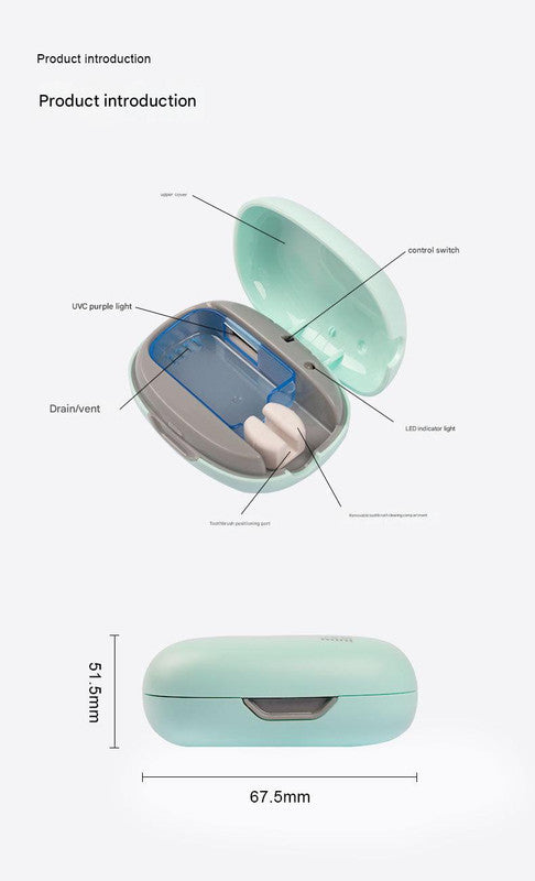 Portable UVC Toothbrush Sterilizer Case - 5-Minute Automatic Sanitizer, USB-C Rechargeable(white) 6