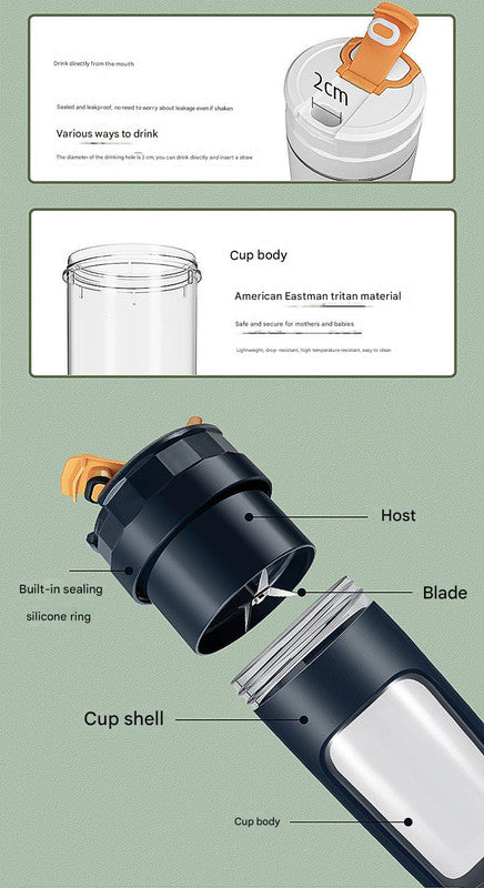Large 600ML Portable Blender - USB-C Rechargeable Smoothie Maker with 4 Stainless Steel Blades(green) 4