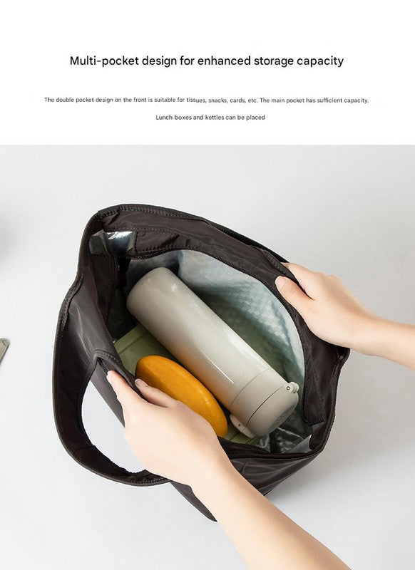 Insulated Lunch Tote Bag - Large Capacity, Multi-Pocket, Waterproof & Stain-Resistant Lining(black) 3