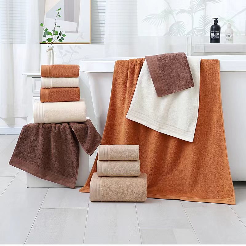 Luxury Combed Cotton Towel Collection - Highly Absorbent, Soft & Durable for Bath, Hand, and Face(Beige)