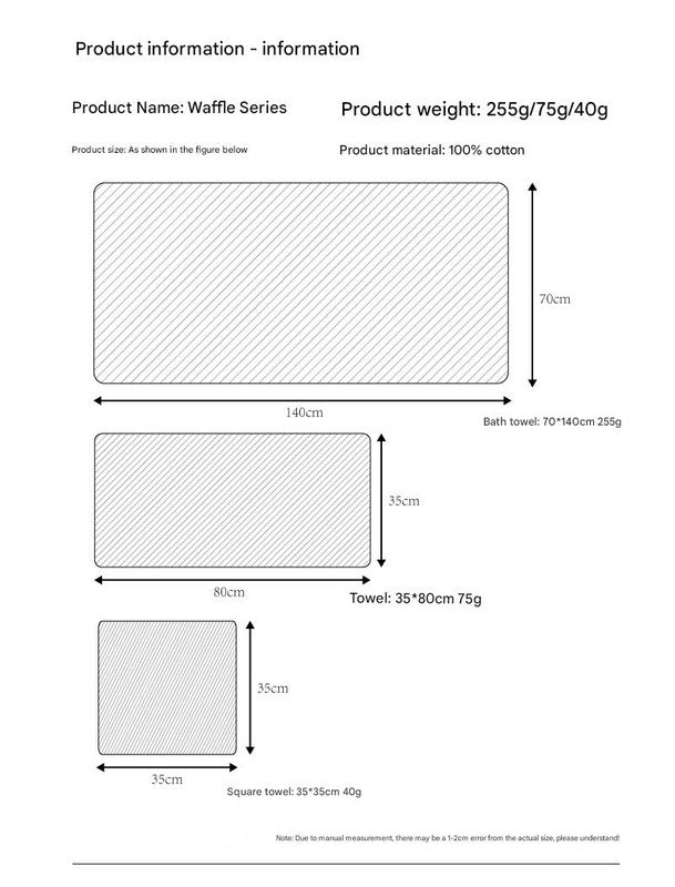 Luxurious 100% Cotton Waffle Weave Towel Set - 3-Piece Absorbent, Quick-Drying & Soft(Yellow)