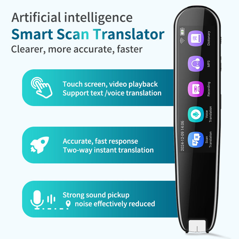Smart AI Scan & Voice Translator Pen - 112+ Languages, Offline Mode, HD Touchscreen & Dictionary(black) 3