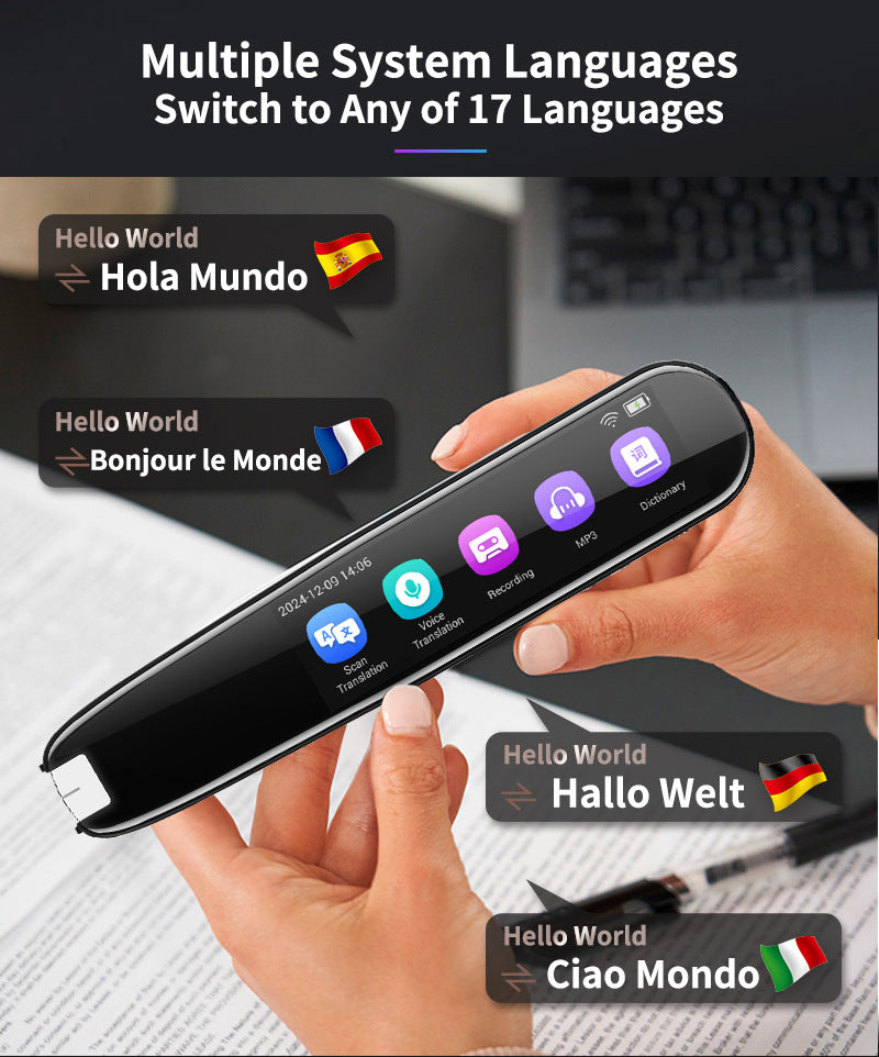 Smart AI Scan & Voice Translator Pen - 112+ Languages, Offline Mode, HD Touchscreen & Dictionary(black) 8