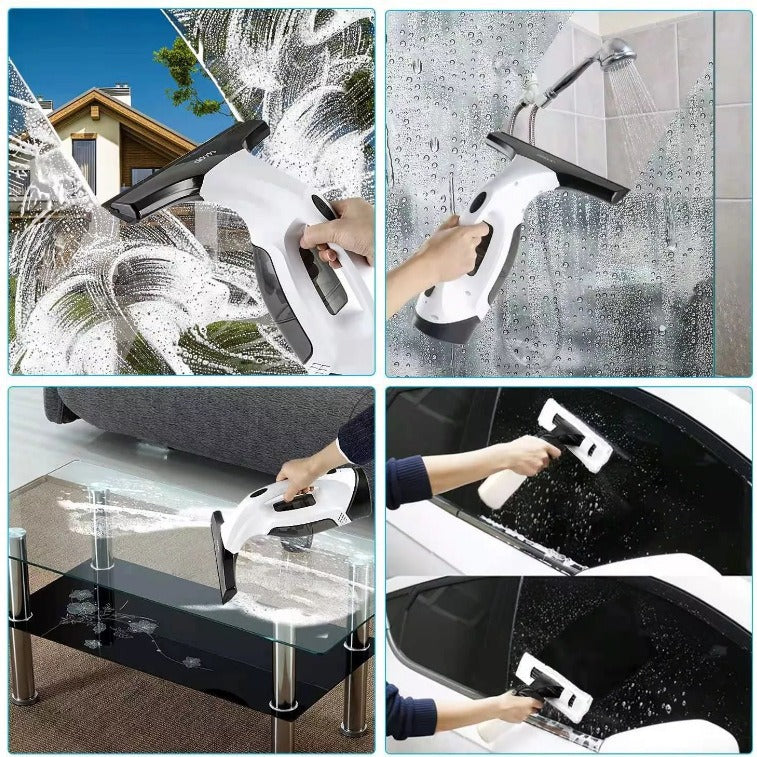 Cordless Window & Surface Vacuum Cleaner Kit - Rechargeable, Streak-Free Squeegee with Spray Bottle(White) 3