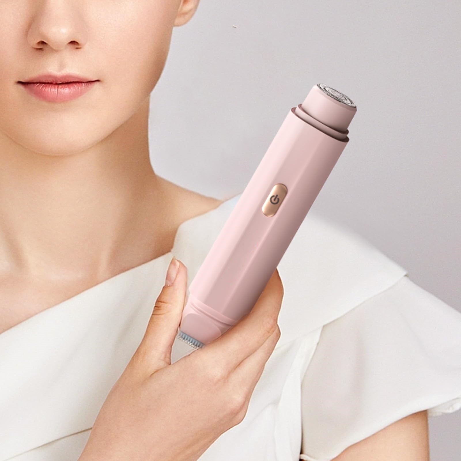 2-in-1 Women's Electric Body Shaver & Facial Trimmer - IPX7 Waterproof, Dual Head with Ceramic Blades, USB Rechargeable(Pink) 3