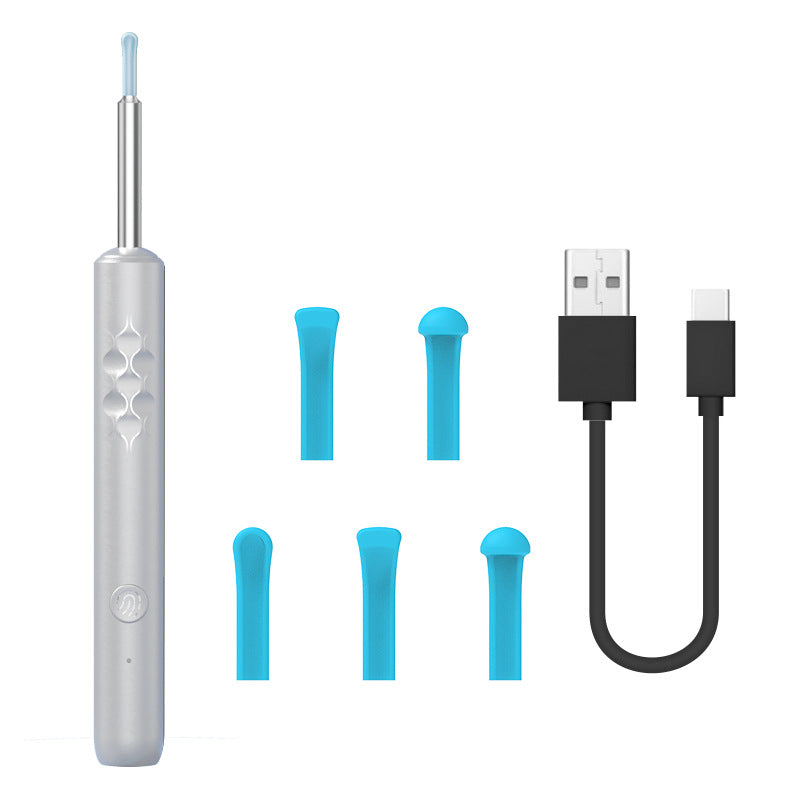 Smart Visual Ear Cleaner with HD WiFi Camera - Gentle Silicone Tips, USB-C Rechargeable Otoscope for Safe Ear Wax Removal(White low-level version)