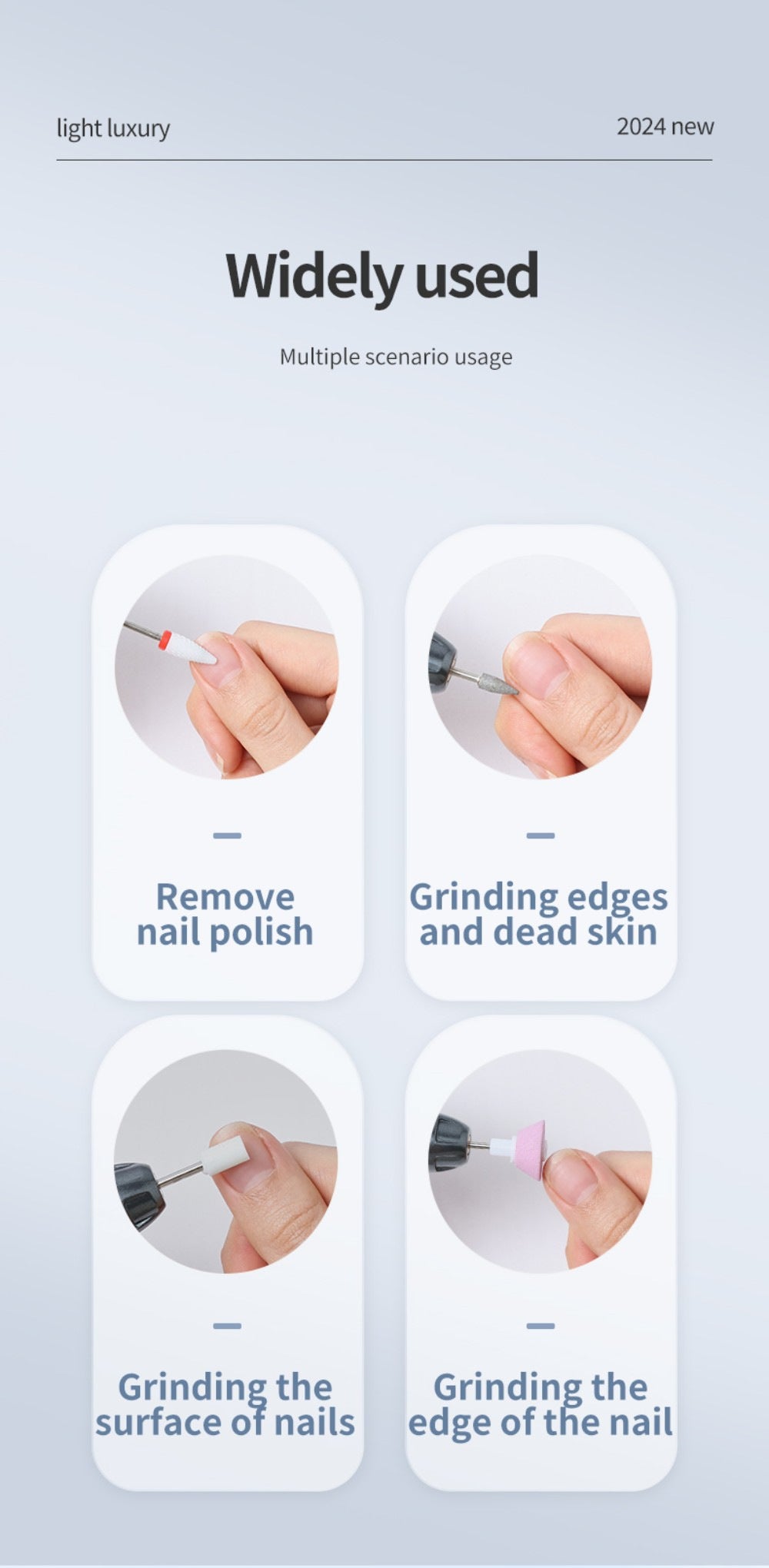 Professional Electric Nail Drill Pen Kit - 3-Speed, Bidirectional, Rechargeable Manicure & Pedicure Tool(Silver Gray) 8