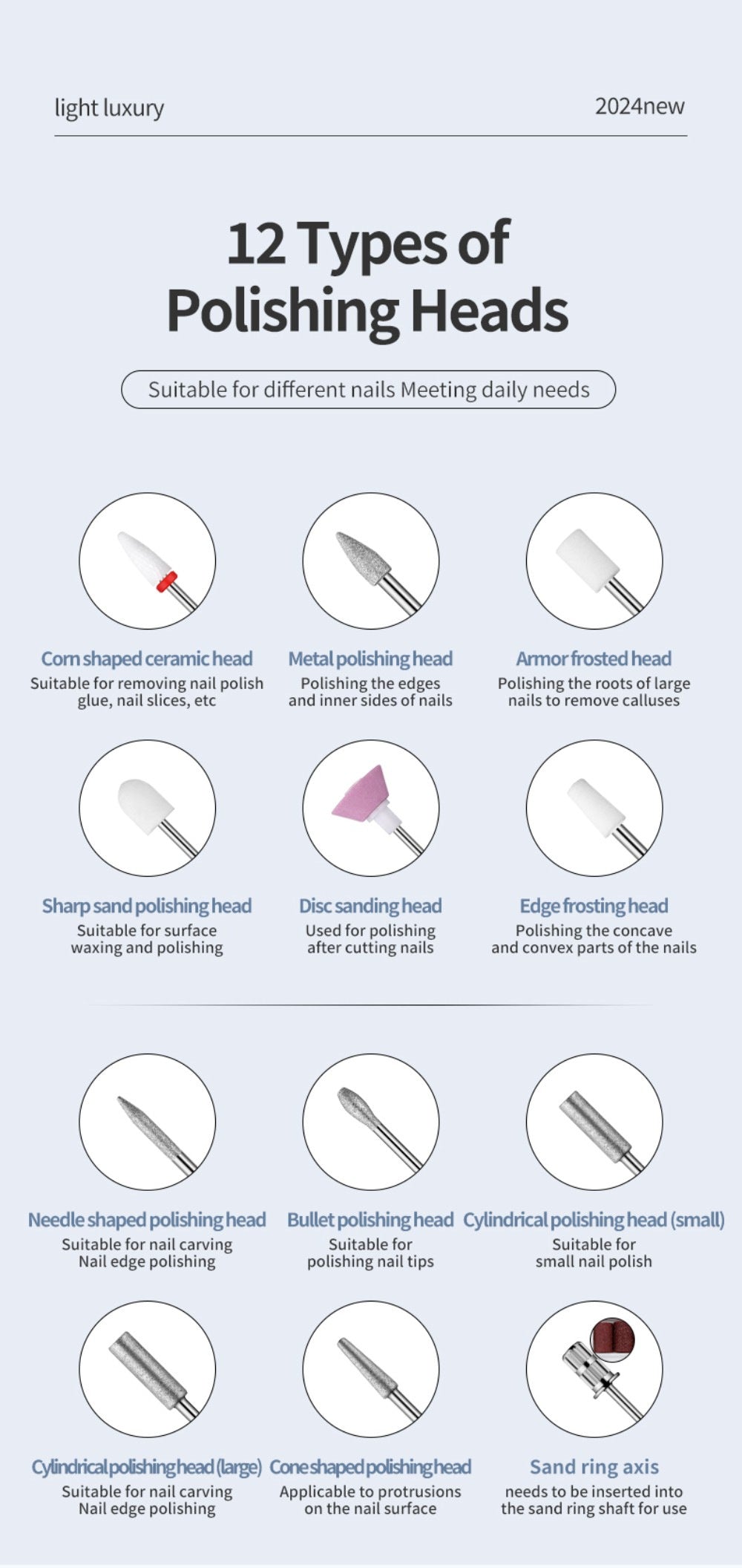 Professional Electric Nail Drill Pen Kit - 3-Speed, Bidirectional, Rechargeable Manicure & Pedicure Tool(Silver Gray) 10