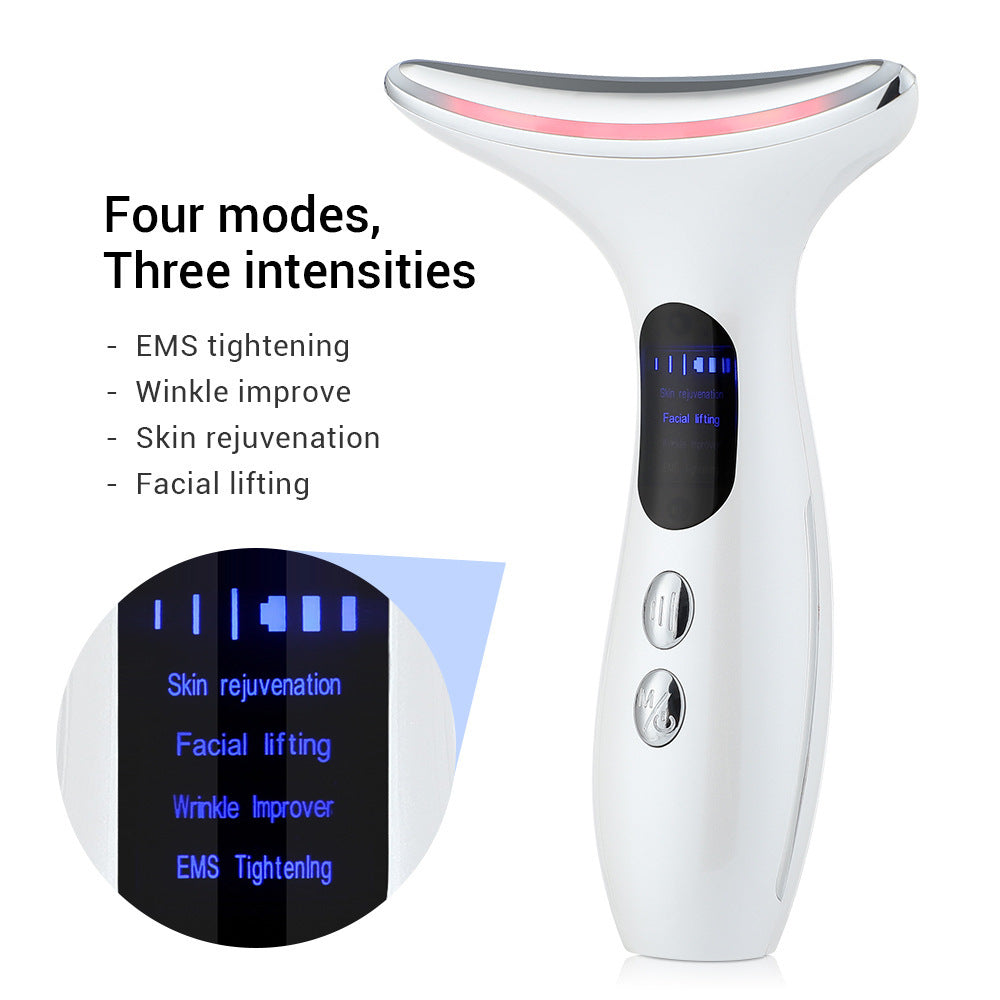 Multi-Function Neck & Face Beauty Device - 4-in-1 LED Light Therapy, EMS Lifting & Anti-Wrinkle Massager(White)