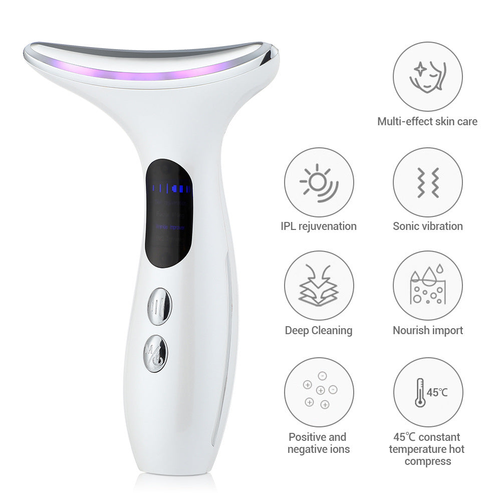 Multi-Function Neck & Face Beauty Device - 4-in-1 LED Light Therapy, EMS Lifting & Anti-Wrinkle Massager(White) 5