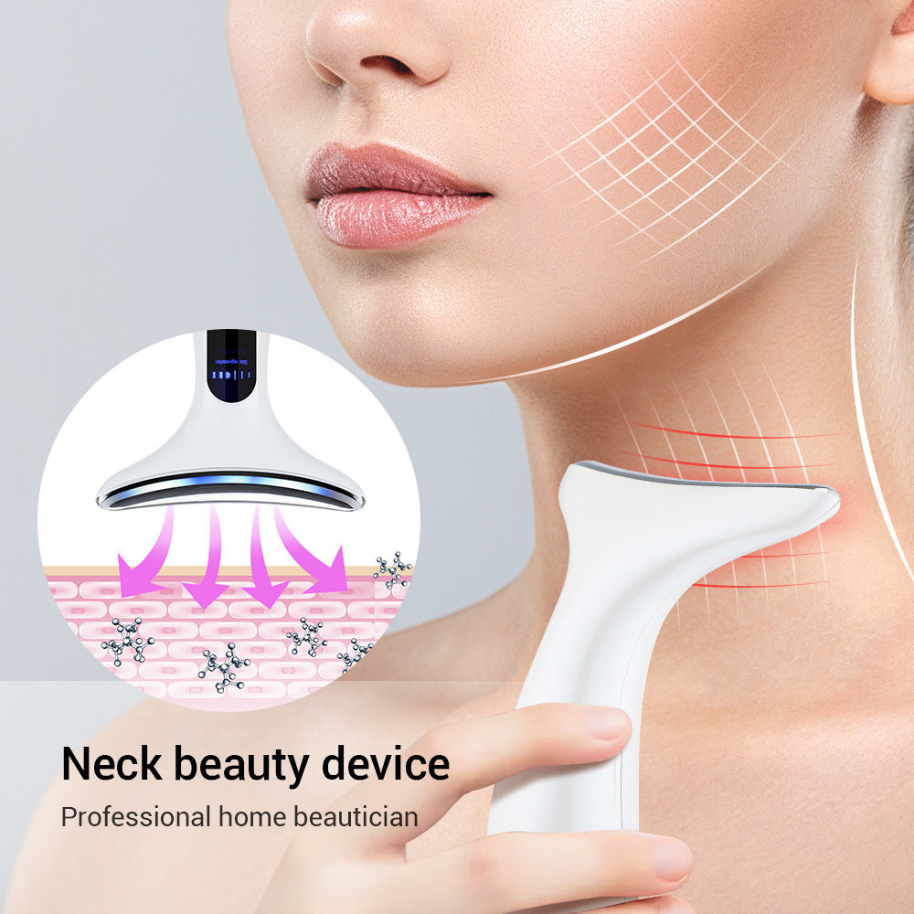 Multi-Function Neck & Face Beauty Device - 4-in-1 LED Light Therapy, EMS Lifting & Anti-Wrinkle Massager(pink) 4