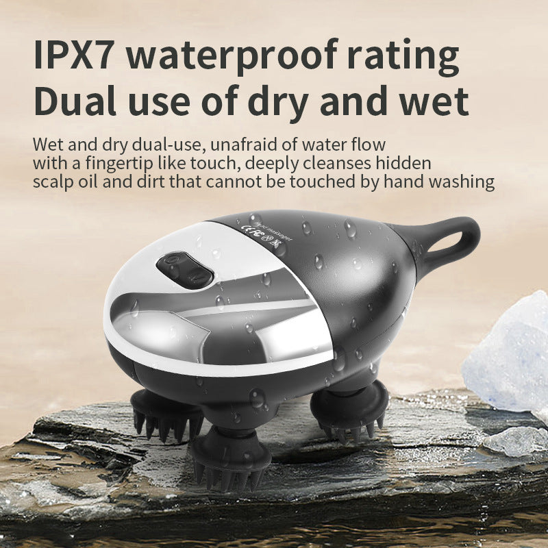 Intelligent 3D Electric Head & Scalp Massager - 7 Massage Techniques, IPX7 Waterproof, Rechargeable(black) 4
