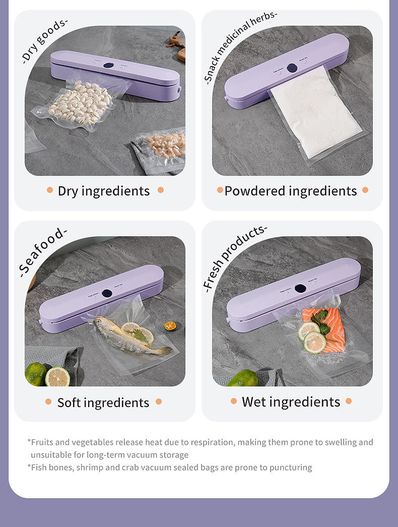 Wireless Portable Vacuum Sealing Machine - Automatic Food Sealer with LCD Display & Dual Modes(Purple) 7