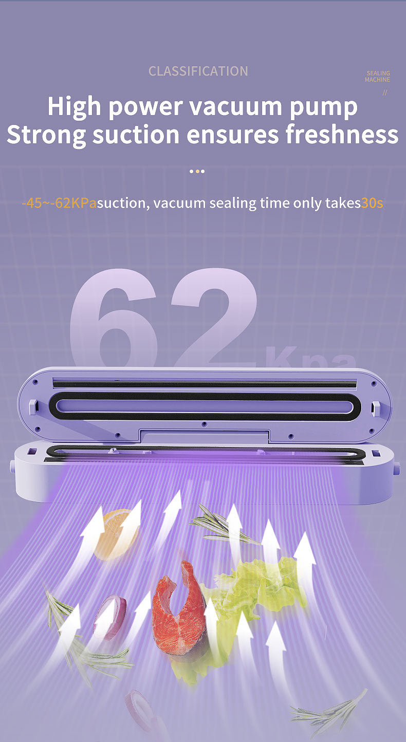 Wireless Portable Vacuum Sealing Machine - Automatic Food Sealer with LCD Display & Dual Modes(Purple) 9