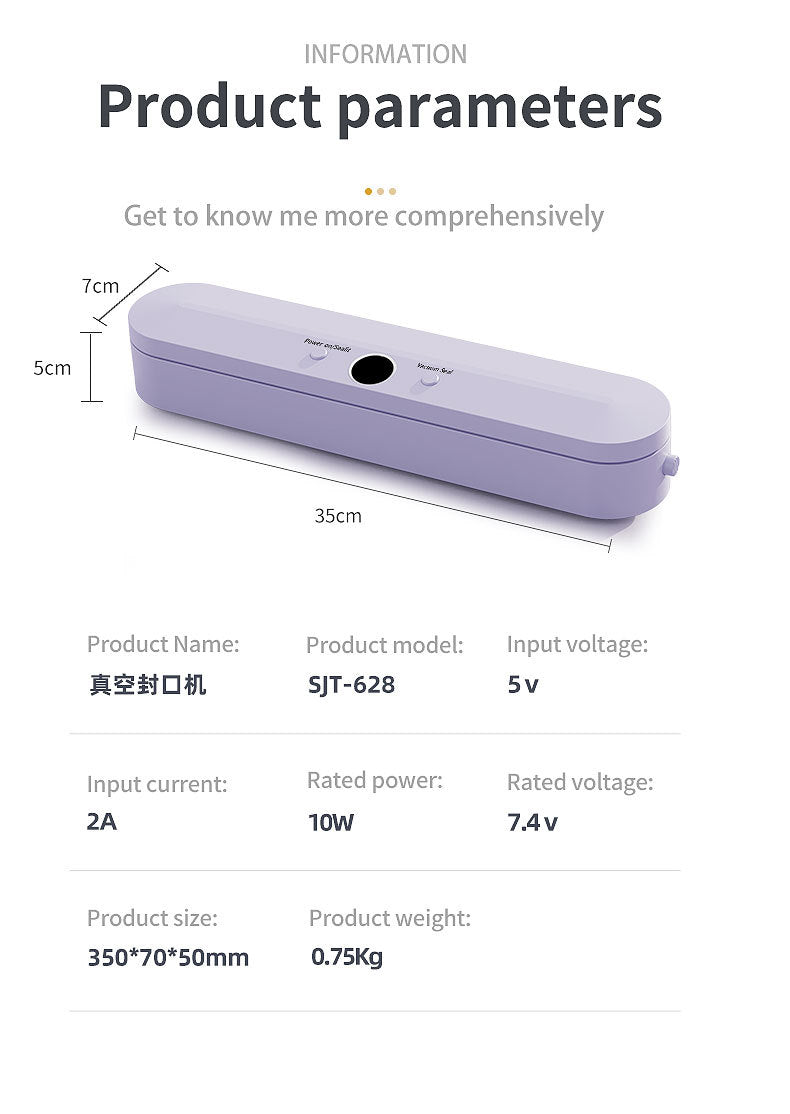 Wireless Portable Vacuum Sealing Machine - Automatic Food Sealer with LCD Display & Dual Modes(Purple) 10