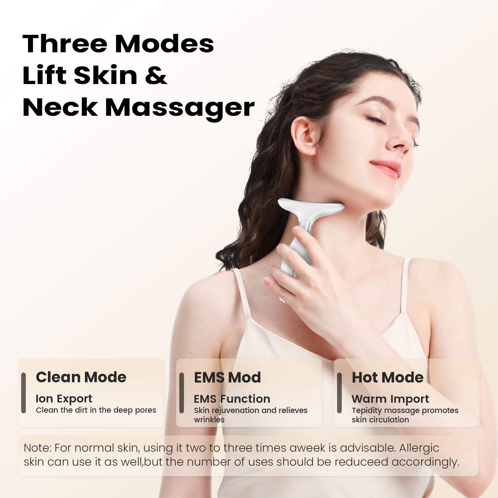 Multi-Function Facial & Neck Massager with LED Light Therapy, EMS & Warm Import - Rechargeable Skin Care Device(black) 3
