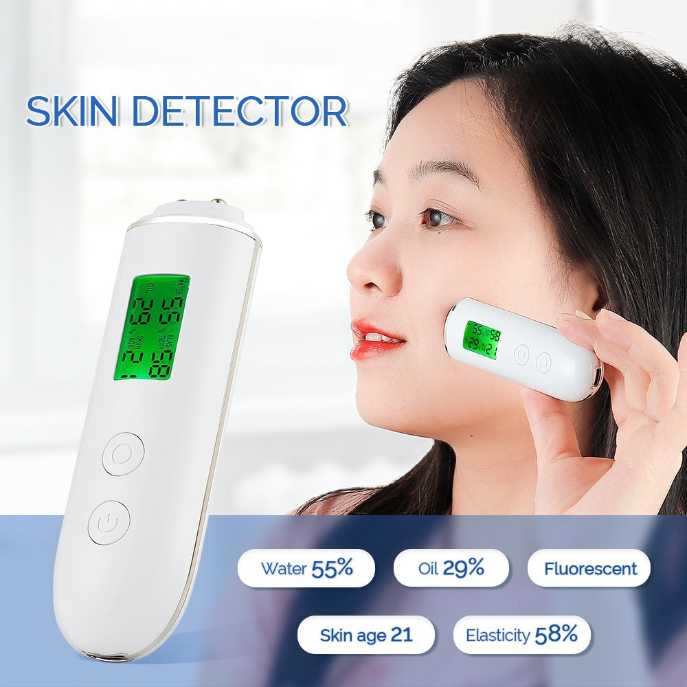 Smart Skin Analyzer with Multi-Function Detection - Measures Hydration, Oil, Elasticity, Skin Age & Fluorescent Agent Test(White)