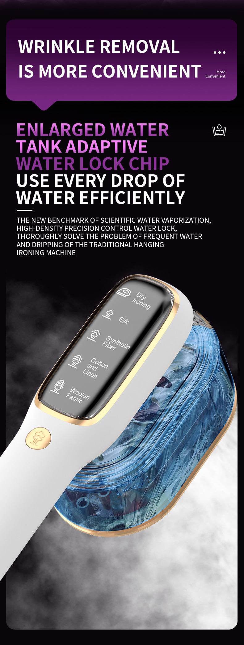 Portable Handheld Garment Steamer & Mini Iron - Smart Temperature Control, Rapid Heating & Powerful Steam for All Fabrics(White) 5