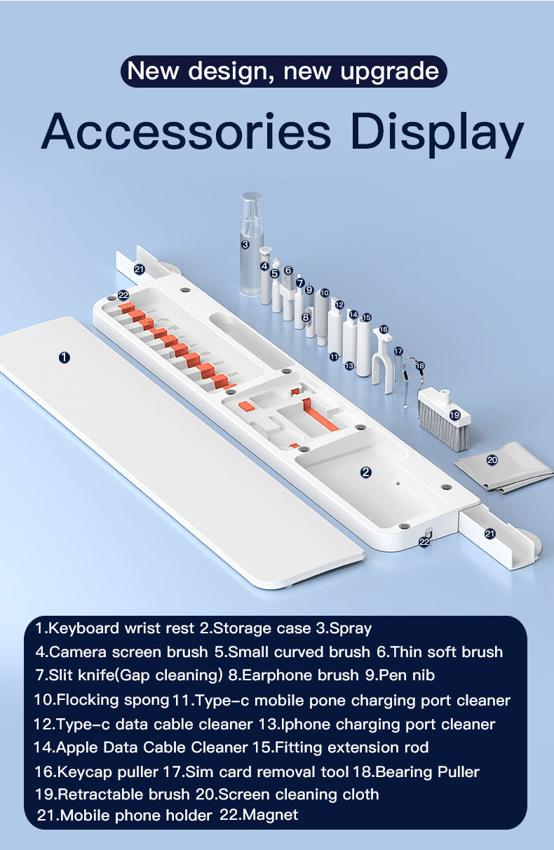 Two Multi-functional Keyboard Cleaning Kit & Ergonomic Wrist Rest with Integrated Storage(White) 6