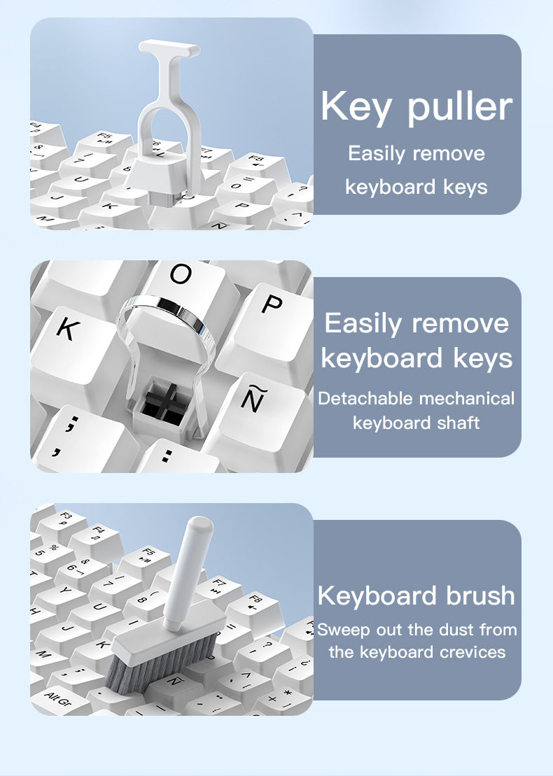 Two Multi-functional Keyboard Cleaning Kit & Ergonomic Wrist Rest with Integrated Storage(White) 8